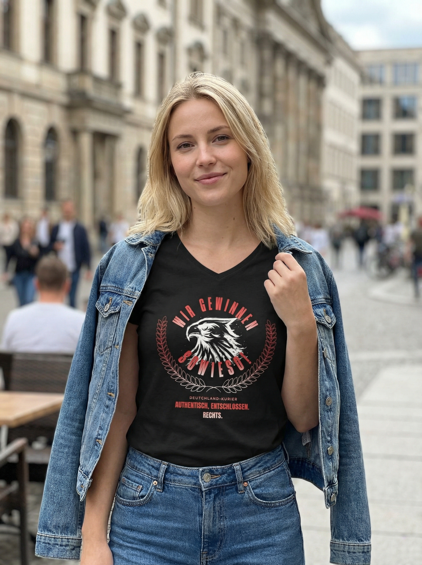 Wir gewinnen sowieso - Frauen T-Shirt mit V-Ausschnitt