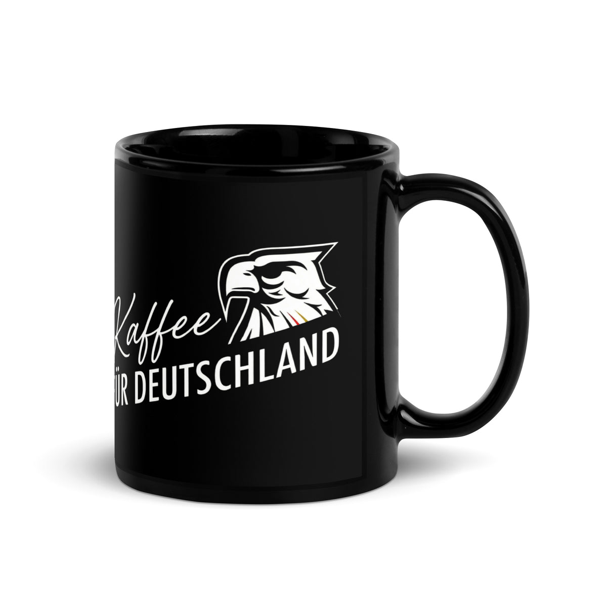 Kaffee für Deutschland - Schwarze glänzende Tasse