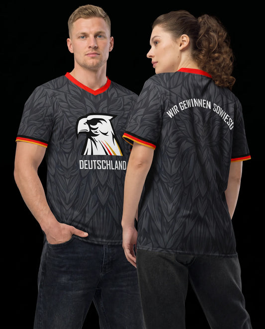 WM Trikot - Adler Deutschland schwarz - Vers. "Wir gewinnen sowieso Rückenprint" Unisex Trikot