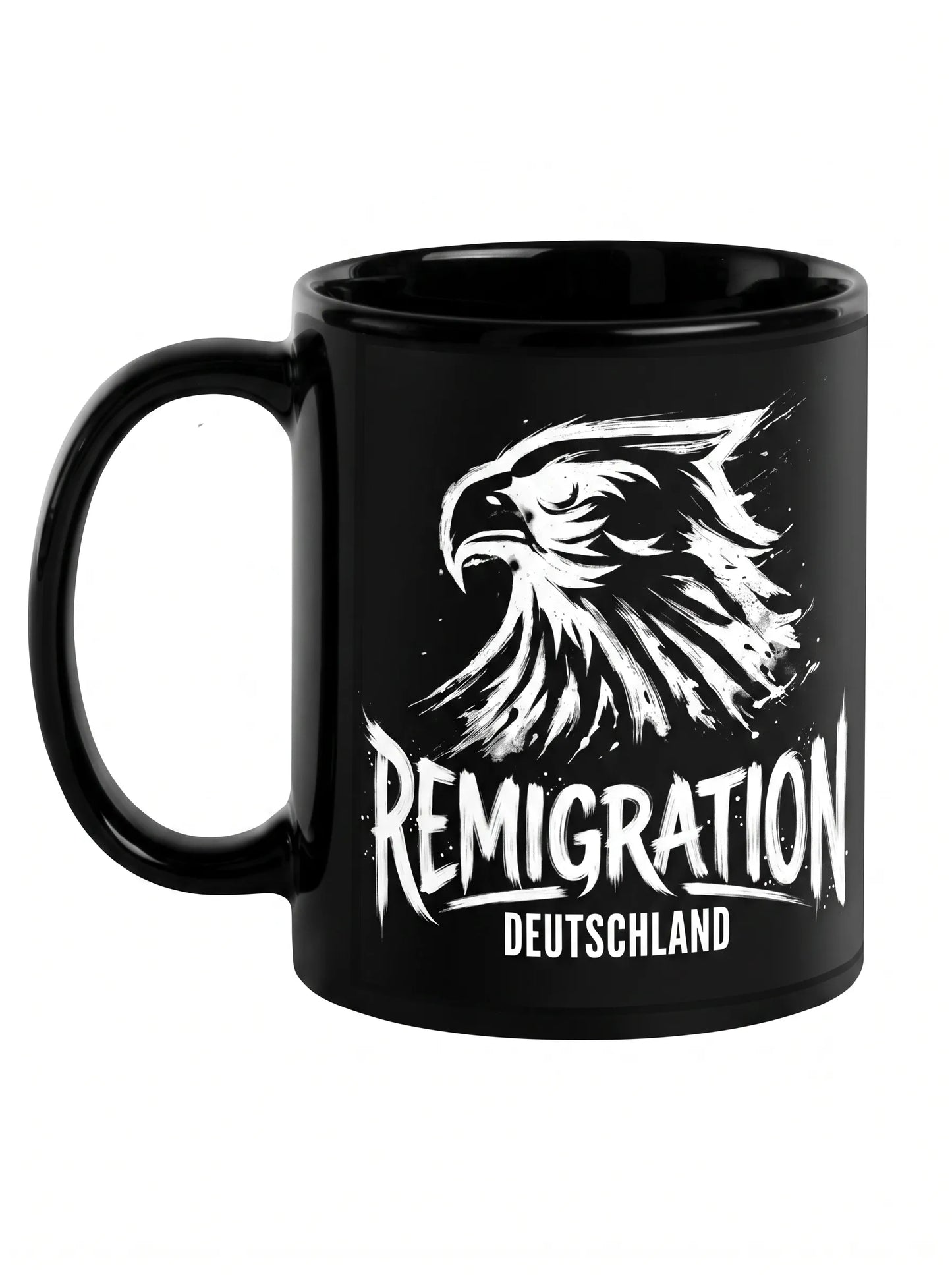 Remigration Adler - Schwarze glänzende Tasse