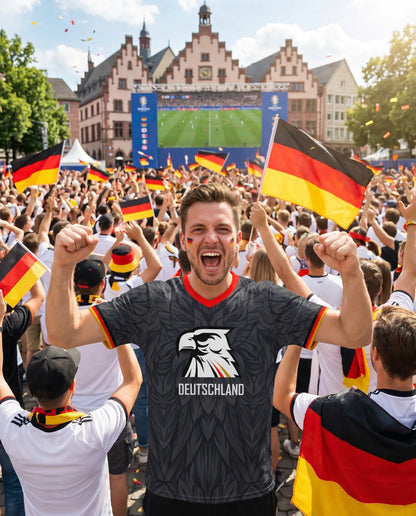 WM Trikot - Adler Deutschland schwarz - Vers. "Wir gewinnen sowieso Rückenprint" Unisex Trikot