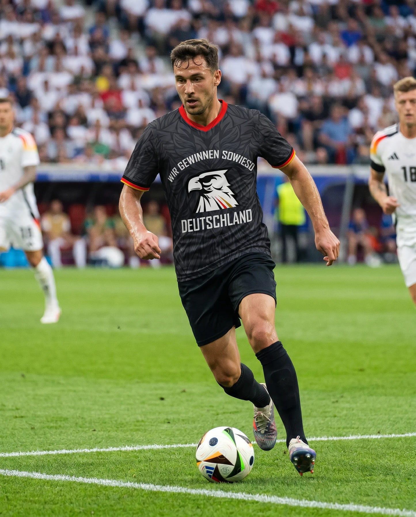 WM Trikot - Adler Deutschland schwarz - Vers. "Wir gewinnen sowieso Frontprint" Unisex Trikot