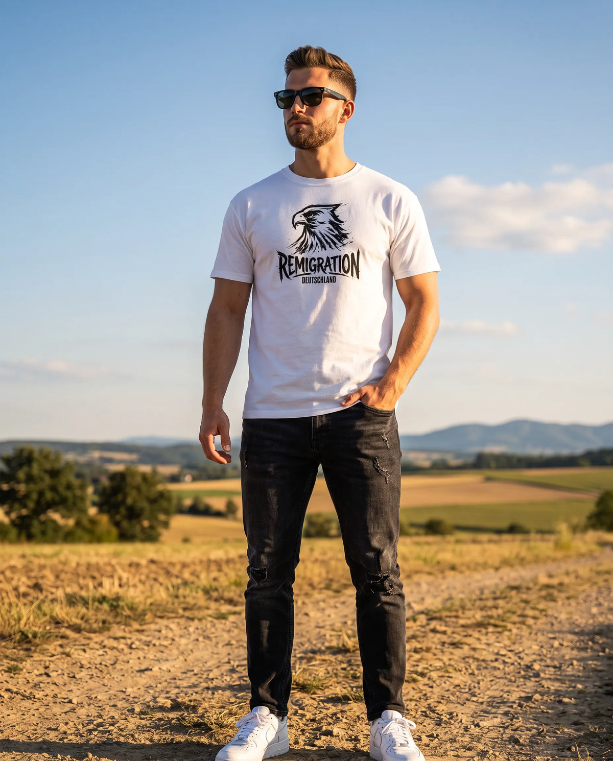 Remigration Adler schwarz - Unisex T-Shirt